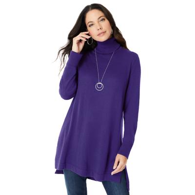 Plus Size Women's CashMORE Collection Turtleneck by Roaman's in Midnight Violet (Size 42/44)