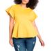 Plus Size Women's Flare Sleeve Peplum Top by ELOQUII in Tulip Yellow (Size 14)