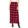 Plus Size Women's Side-Button Wool Skirt by Jessica London in Rich Burgundy Shadow Plaid (Size 28 W) Wool Faux Wrap Plaid Maxi Skirt