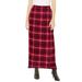 Plus Size Women's Side-Button Wool Skirt by Jessica London in Rich Burgundy Shadow Plaid (Size 14 W) Wool Faux Wrap Plaid Maxi Skirt