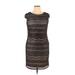 AB Studio Casual Dress - Sheath Crew Neck Short sleeves: Black Print Dresses - Women's Size 14