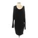 BCBGMAXAZRIA Casual Dress Scoop Neck Long sleeves: Black Solid Dresses - Women's Size Small