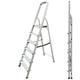 Lightweight 6 Step Ladder 38.5'' (165cm) High | Aluminium Step Ladder, Silver Colour Portable Folding Ladder - Tall, Compact and Functional