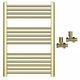 Myhomeware 500mm Wide Gold Heated Bathroom Towel Rail Radiator With Valves For Central Heating UK (With Valves, 500 x 800 mm (h))