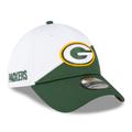 Men's New Era White/Green Green Bay Packers 2023 Sideline 39THIRTY Flex Hat