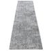 Shahbanu Rugs Nickel Gray, Fine Jacquard Hand Loomed, Erased Design, Wool and Silk, Runner Oriental Rug (2'5" x 10'1")