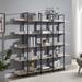 5 Tier Home Office Open Bookshelf, Vintage Industrial Bookcase Metal Frame Display Shelf