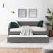 Upholstered Daybed with Trundle, Modern Button Tufted Linen Fabric Twin/Full Size Daybed Frame Sofa Bed, No Box Spring Needed