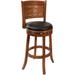 Somi 29 Inch Swivel Bar Stool Chair with Woven Back, Black Faux Leather