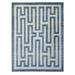 Shahbanu Rugs Denim Blue Maze Design with Berber Influence Hand Knotted Densely Woven Soft and Shiny Wool Rug (9'2" x 11'9")