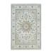 Shahbanu Rugs Powder White Hand Knotted Nain with Center Medallion Flower Design 250 KPSI Natural Wool Oriental Rug (6'1"x9'1")