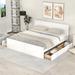 King Size Wooden Platform Bed with Four Storage Drawers, Modern Bed Frame with Headboard