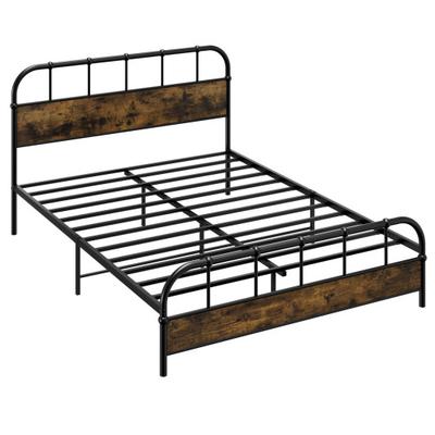 Costway Queen Size Industrial Metal Platform Bed Frame Headboard Mattress Foundation