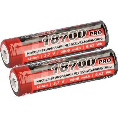 2x Kraftmax 18650 18700 Pro Akku mit pcb Schutzschaltung - speziell für led Taschenlampen 3,7V 9,62 Image