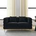 60 Inch 2-Seat Sectional Sofa, Comfort Fabric Loveseat, Deep Seating Sectional Couch with 2-Pillows for Living Room, Black