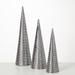 20"H, 16"H and 14.25"H Sullivans Silver Cone Tree - Set of 3, Christmas Decor, Silver
