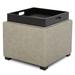 Storage Ottoman Cube with Tray, Footrest Stool Seat Serve as Side Table, PU Leather in Stone Gray