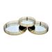Everly Quinn Set of 3 Mirrored Trays - Contemporary Round Gold Metal Trays For Home or Office Decor | 3 H x 18 W x 18 D in | Wayfair