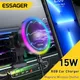 Essager RGB Magnetic Car Phone Holder Qi 15W Macsafe Wireless Charger Car For iPhone 14 13 Samsung