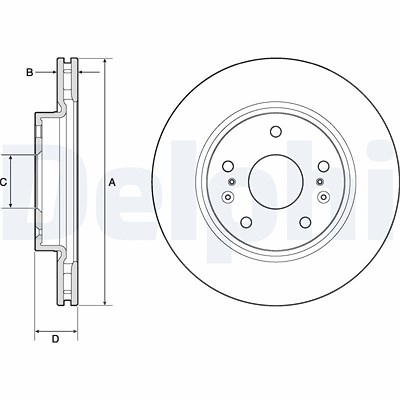 Delphi Bremsscheibe Vorderachse Belüftet [Hersteller-Nr. BG4764C] für Suzuki Image