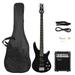 Full-Size GIB Electric Bass Guitar with 20W Bass Amplifier 4 Strings Bass SS Pickups with Carry Bag Strap Plectrum Spanner Tool (Black)