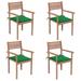 Suzicca Patio Chairs 4 pcs with Green Cushions Solid Teak Wood