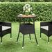 Suzicca Patio Table Ã˜23.6 x29.5 Acacia Wood and Poly Rattan Black