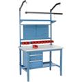 48 W x 36 D Workbench 1-5/8 Thick Plastic Laminate Safety Edge Complete Bench Blue