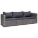 moobody 3 Piece Garden Sofa Set Middle and 2 Corner Sofas with Cushion Gray Poly Rattan Sectional Outdoor Furniture Set for Patio Garden Backyard Terrace