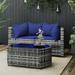 moobody 3 Piece Patio Set with Cushions Gray Poly Rattan