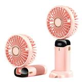 Niovtt 2000mAh Folding Handheld Fan USB 5 Speed Adjustment Phone Holder (Pink)