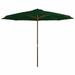 moobody Parasol with Wooden Pole Garden Folding Beach Umbrella Green for Backyard Terrace Poolside Lawn Camping Outdoor Furniture 137.8in x 100.8in