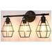 Bathroom Lights 3 Light Black Vanity Lights Industrial Wall Mounted Mirror Wall Lights with Metal Cage Bathroom Vanity Lights Bathroom