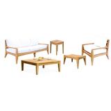 Noida 5 Pc Sofa Set: Sofa Lounge Chair Ottoman Coffee Table & Side Table With Cushions in Sunbrela Fabric #57003 Canvas White