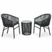 moobody 3 Piece Bistro Set Glass Tabletop Side Table and 2 Chairs with Cushion PE Rattan Outdoor Dining Set for Patio Balcony Garden Yard Lawn Terrace