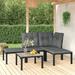 moobody 5 Piece Outdoor Patio Furniture Set Sectional Sofa Set with Dark Gray Seat and Back Cushions Black Poly Rattan Conversation Set for Garden Deck Poolside Backyard