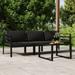 moobody 4 Piece Patio Lounge Set with Cushions Aluminum Anthracite 2 Corner Sofas and Middle Sofa with Table Conversation Set for Garden Lawn Terrace Outdoor Backyard