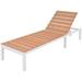 moobody Sunlounger Adjustable 5 Positions Aluminum WPC Aluminum Frame White and Brown for Garden Patio