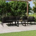 moobody 7 Piece Patio Lounge Set with Cushions Aluminum Anthracite 4 Corner and 2 Middle Sofas with Table Conversation Set for Garden Lawn Terrace Outdoor Backyard