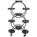 Aiqidi 6 Tier Plants Flower Stand Metal 9 Slot Plant Display Stand with Wheels for Patio Garden Decor (Black)