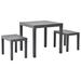 moobody 3 Piece Garden Table with 2 Bench Chair Set Plastic Outdoor Dining Set Brown for Bistro Backyard Terrace Patio Furniture