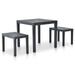 moobody 3 Piece Patio Dining Set Garden Table with 2 Bench Chair Set Plastic Outdoor Dining Set Anthracite for Bistro Backyard Terrace Patio Furniture