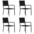 moobody 4 Piece Garden Chairs Poly Rattan Black Outdoor Dining Chair Steel Frame for Patio Backyard Poolside Outdoor Furniture 20.1 x 23.6 x 34.3 Inches (W x D x H)