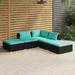 moobody 5 Piece Patio Set with Cushions Poly Rattan Black