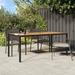 Tomshoo Patio Table 74.8 x35.4 x29.5 Poly Rattan and Acacia Wood Black