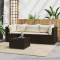 moobody 4 Piece Outdoor Patio Furniture Set Cushioned Seat Middle Sofa and 2 Corner Sofas with Glass Top Coffee Table Sectional Set Poly Rattan Conversation Set for Garden Poolside Backyard