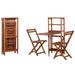 moobody 3 Piece Folding Dining Table Set Acacia Wood Bistro Set Storage Rack Table with 2 Chairs Breakfast Kitchen Bar Pub Garden Backyard Outdoor Patio Furniture