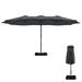 Clihome 15 Ft Outdoor Rectangular Crank Market Umbrella with Base Dark Grey