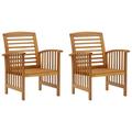 moobody 2 Piece Garden Chairs with Armrest Acacia Wood Armchair Wooden Outdoor Dining Chair Patio Balcony Backyard Outdoor Furniture 23.2 x 26.4 x 32.7 Inches (W x D x H)