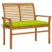 moobody Patio Bench with Bright Green Cushion Teak Wood Porch Chair Garden Bench for Garden Backyard Balcony Park Terrace Outdoor Furniture 44.1in x 21.7in x 37in